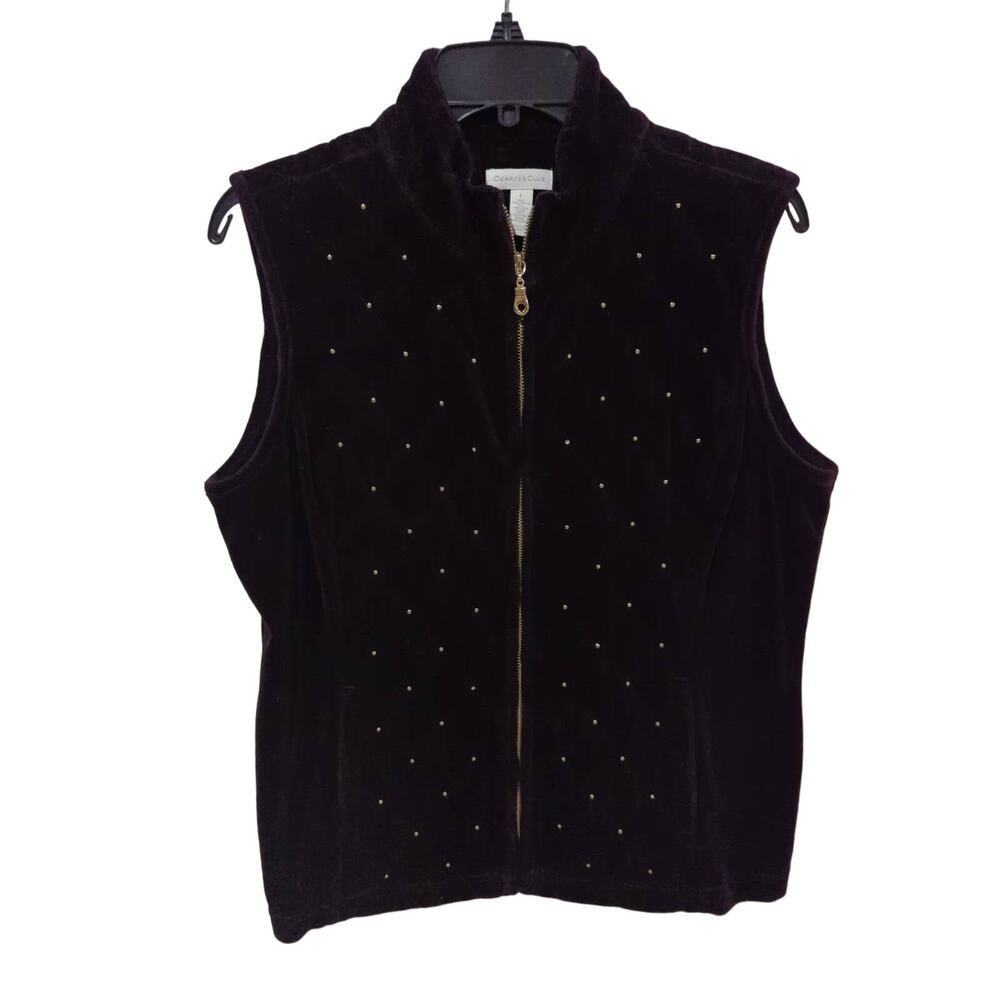 Charter Club Vest, Eggplant/Gold, L